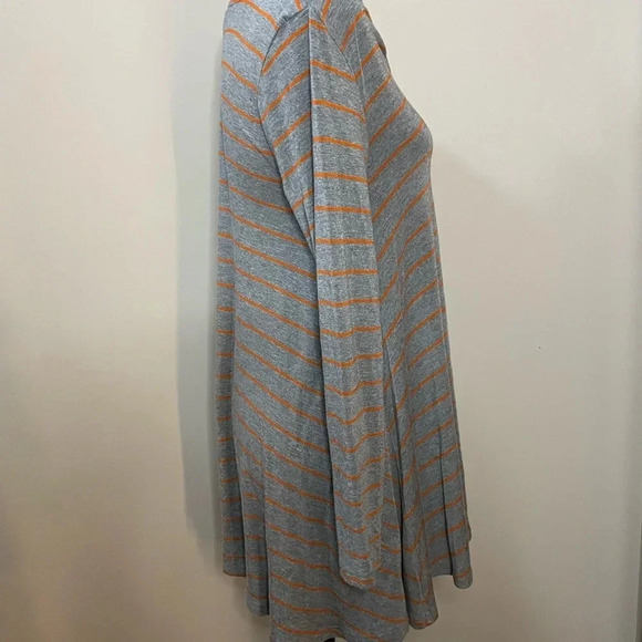 Matilda Jane Gray and Orange Striped V Neck Long Sleeve Tunic Top - Picture 5 of 10